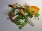 egg peas and girolles