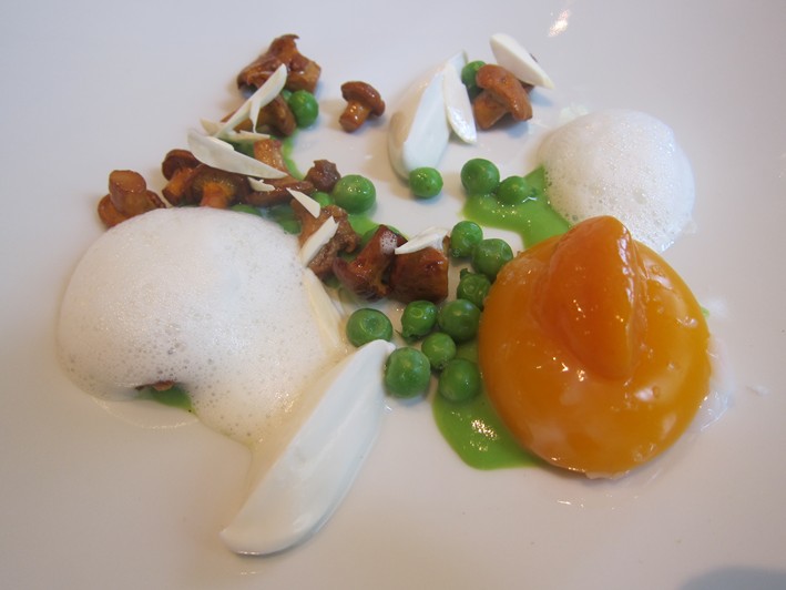 peas egg and mushrooms